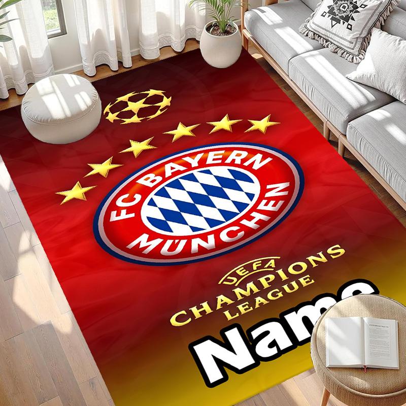 Custom Name Personalized FC Bayern Print Carpet, Versatile Home Decor Rug, for Playroom, Apartment, Balcony, Entryway, Hallway Gift