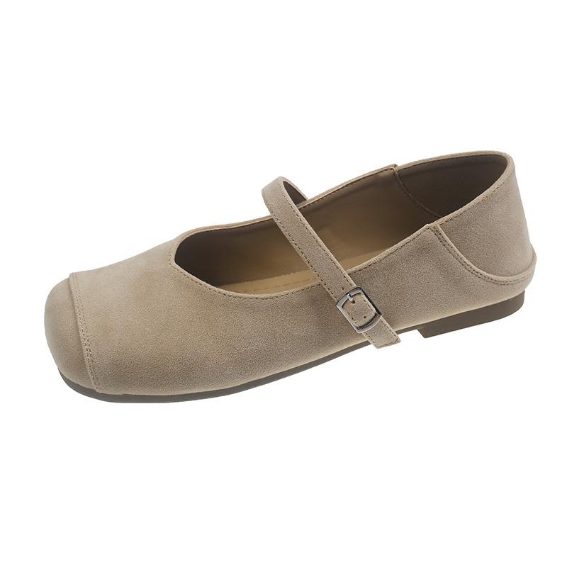 

Французские туфли Мэри Джейн в стиле ретро, женские, осень 2025, новые балетки с плоским дном, квадратной головкой, однотонные туфли с одной пряжкой 35 бежевый