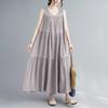 Solid Color Drawstring Casual Loose Sleeveless Dress