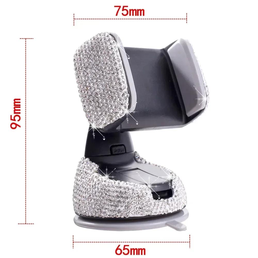 Crystal Car Phone Holder Mount Mobile Cell Phone Stand GPS Support Pink Bling Diamond Car Accessories Interior for Women