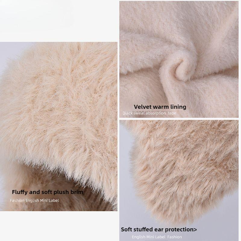 Hat winter new warm cute knitted plush plush ear protection hat cold thickened fashion wool hat