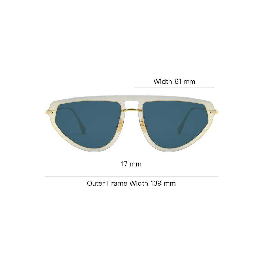Dior Metall Gold Rahmen Kunststoff Linse Cat Eye Sonnenbrille Damen Sonnenbrille Blau ULTIME2-LKSA9-56