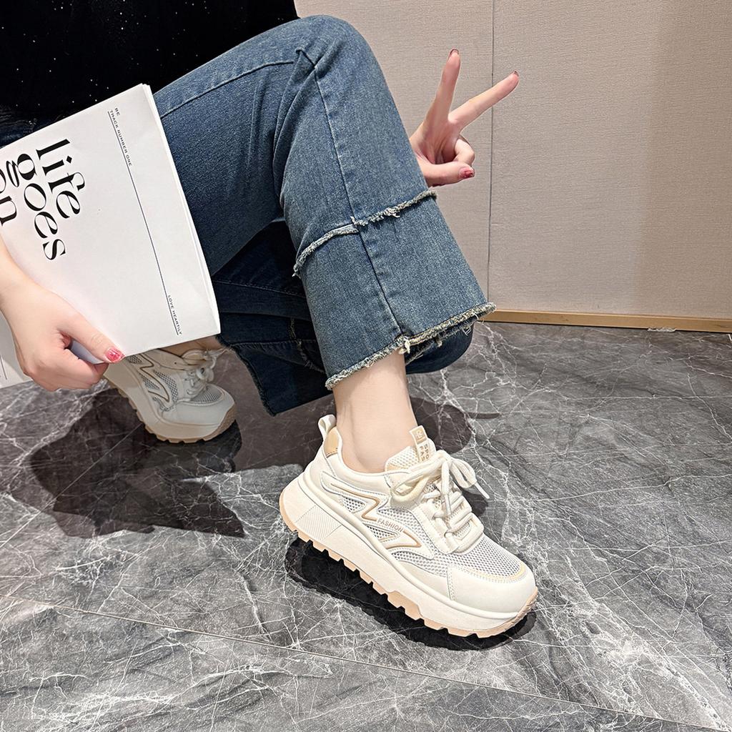 Sneakers Women's Mesh Breathable Little White Shoes Thick-soled Comfortable Casual Travel Shoes Women
