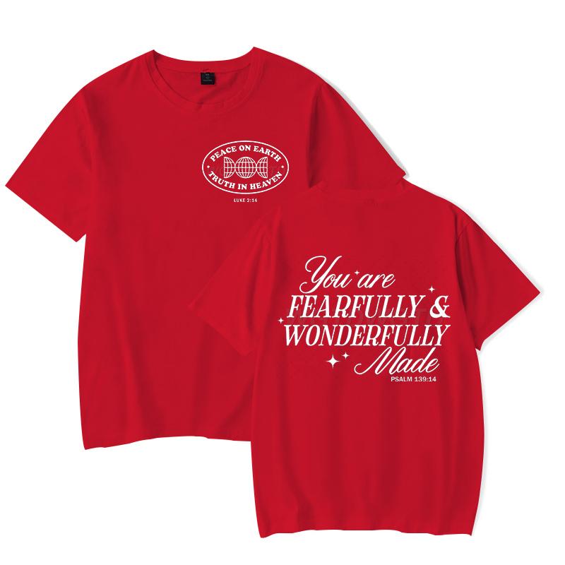 Gift for Christian Tshirt You Are Fearfully Wonderfully Made Graphic T Shirts Women Funny Religious Christian Faith Tee Shirt