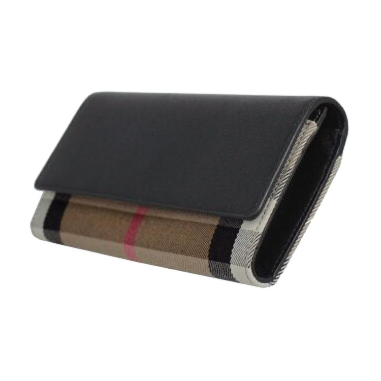 Burberry Halton Logo Leather And Canvas Wallet Women Wallet Multicolor 80840311