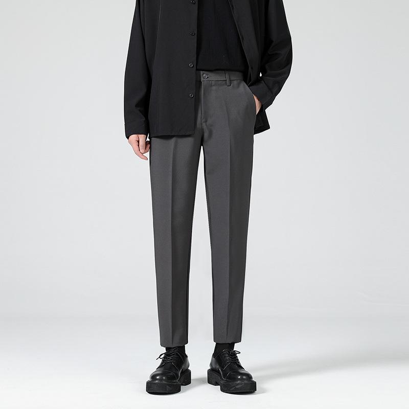 Pants Men's Spring and Autumn New Suit Pants Men's Slim Straight Pendant Versatile Casual Black Small Pants