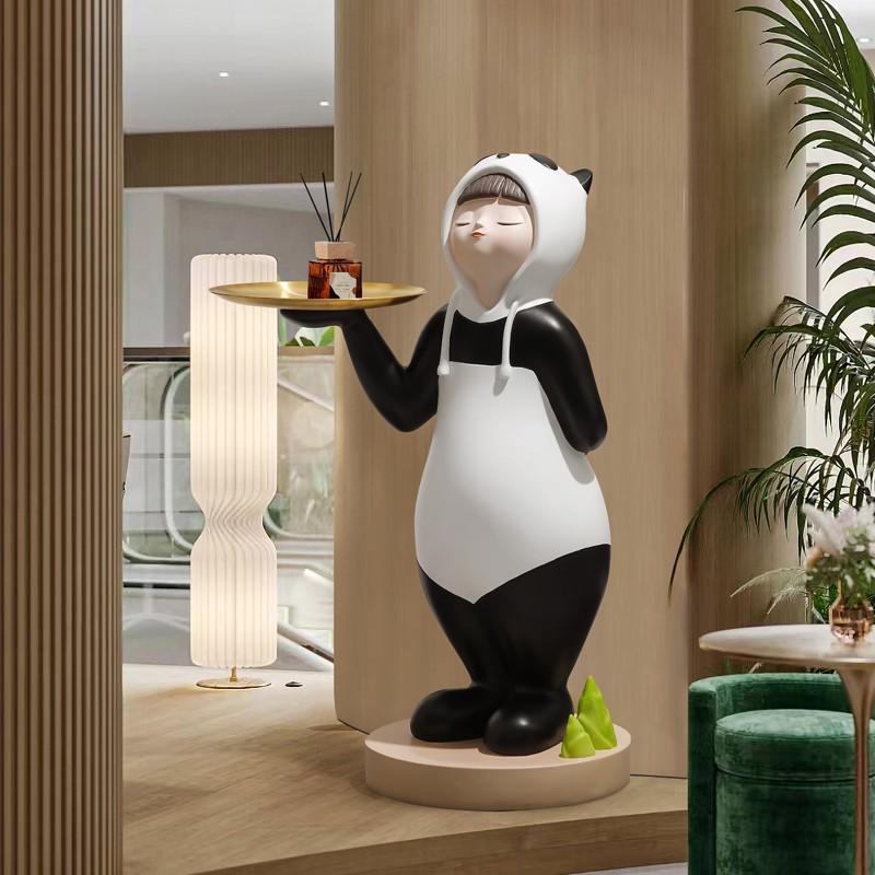 Creative Design Panda Girl Floor Ornament Large Pallet Storage Living Room Nice Entrance Home Decoration Home Relocation New House Gift