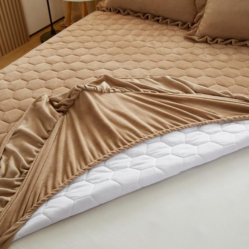 Cearșaf de pat matlasat din catifea de cristal de iarnă, dintr-o singură bucată, groasă, din catifea de coral, husă de pat Simmons Husă de protecție Husă de saltea de dormitor