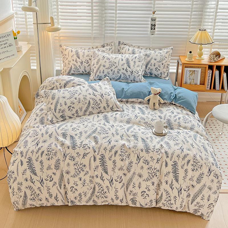 Flower Botanical Duvet Cover Set 3pcs Floral Bedding Set for Kids and Adults Comforter Covers Pillowcases, Washable Home Textil