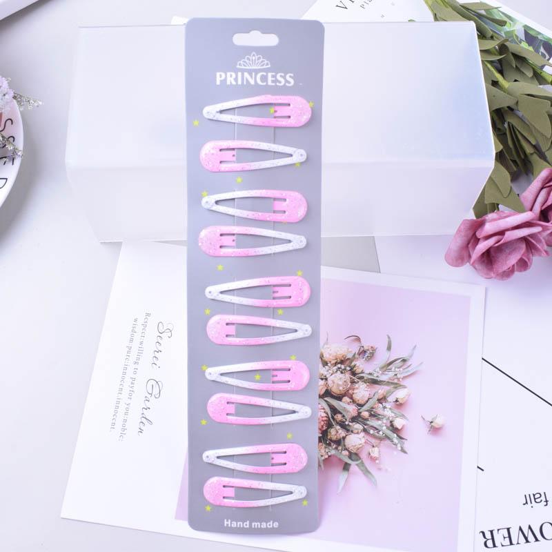 10pcs/set Glitter Hairpins Snap Hair Clip for Children Kids Claw Hair Clip Pins For Girls Hair Accessories Cute Metal Barrettes