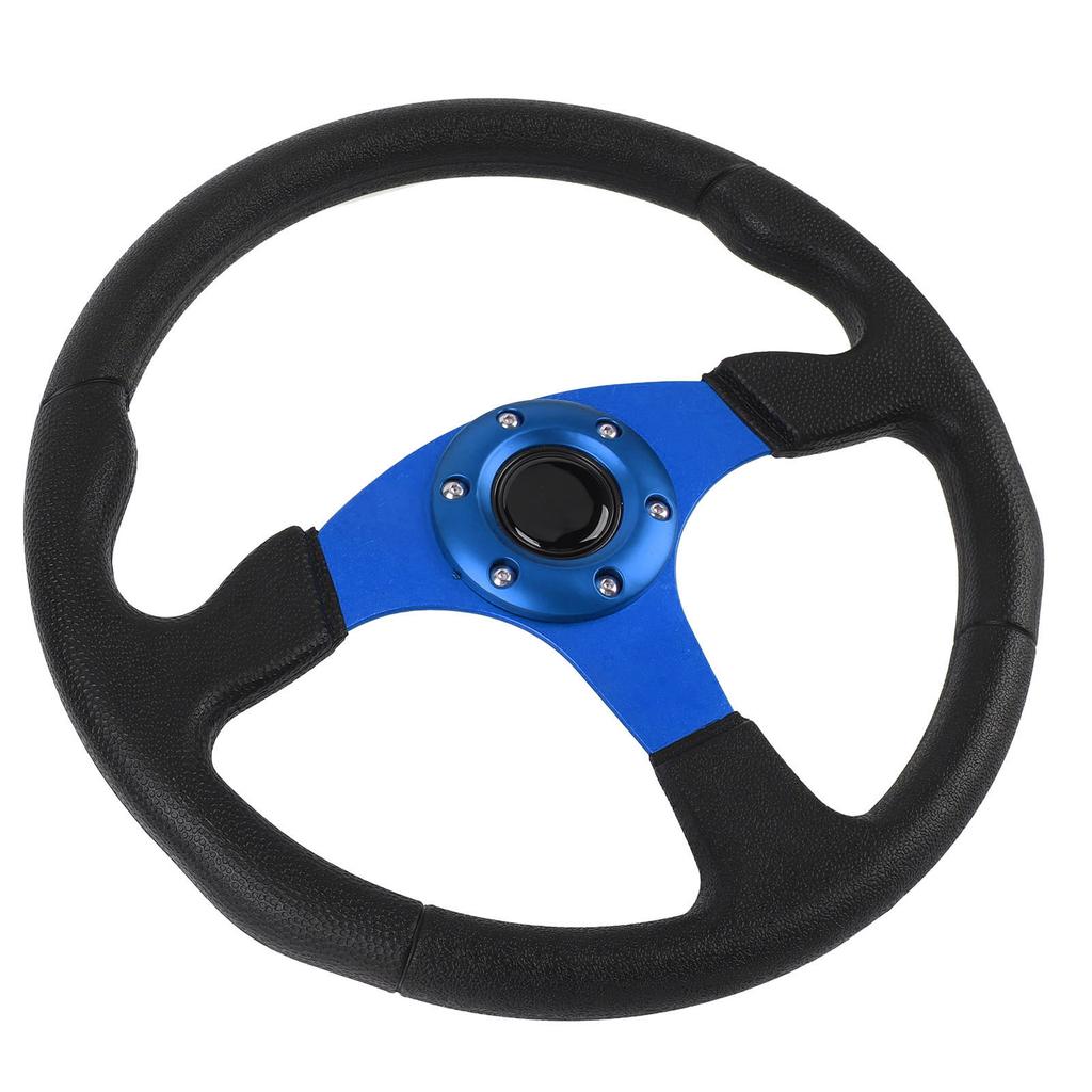 14in Universal Racing Steering Wheel PU Leather Aluminum Frame Universal Fit for 6 Holes Hub