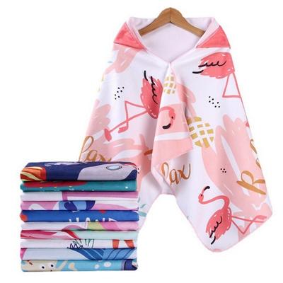 Kinder Strand Handtuch Tragbare Cape Schnell Trocknend Flamingo Mikrofaser Cartoon Druck Dusche Handtuch Decke