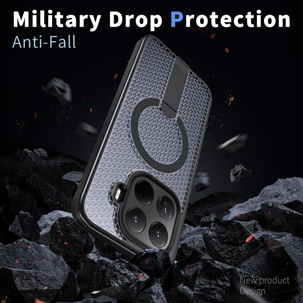 Magnetic Armor Phone Case For Xiaomi 15T Pro 14T 17 Pro 17Pro Max Hole Design Metal Bracket TPU Frame Acrylic Plastic Back Cover