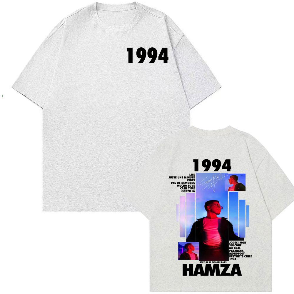 Rapper 1994 Hamza Album Tour 2025 Men's Graphic T-Shirt Oversized Gothic T-Shirt Crew Neck Vintage Unisex Casual Cotton T-Shirt.