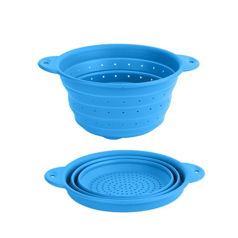 Folding Silicone Drain Basket Fruit Vegetable Washing Basket Foldable Strainer Colander Collapsible Drainer Kitchen