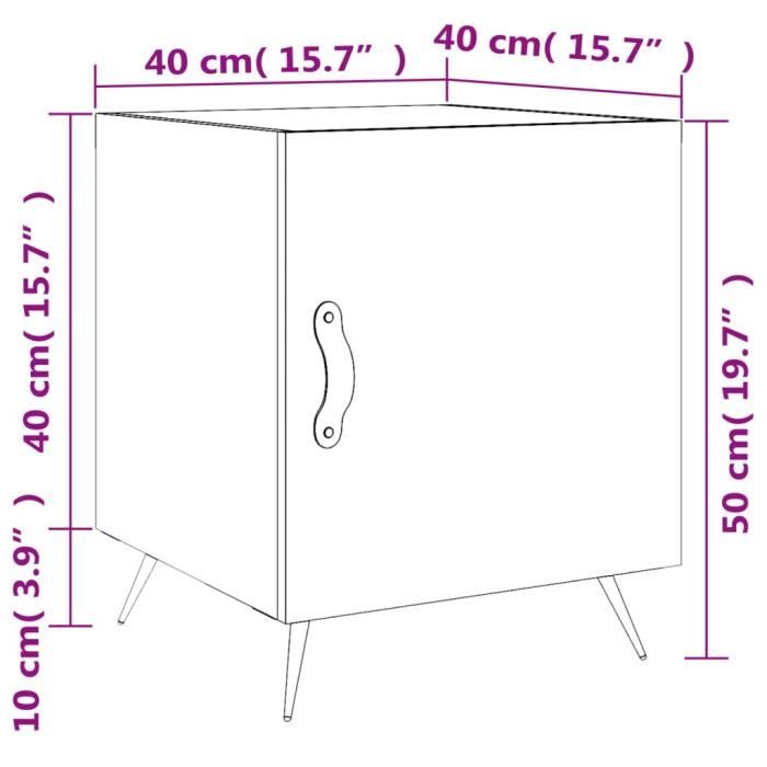 VidaXL Tables de chevet 2 pcs blanc brillant 40x40x50 cm 827505