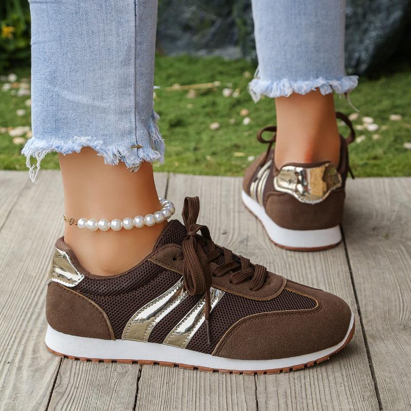 Women's Spring Flat Casual Sports Board Shoes, Retro Training Style Versatile Footwear, Available In Large Sizes.