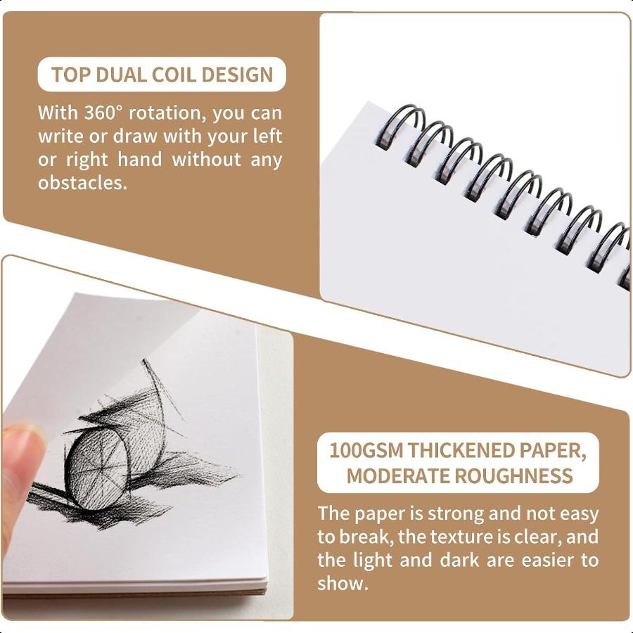 Utron 2 Pack Sketch Book 5.8 x 8.3 Small Sketch Pad 100GSM 68LB Sketchbook for Drawing A5 Drawing Paper Thick Small Drawing Not