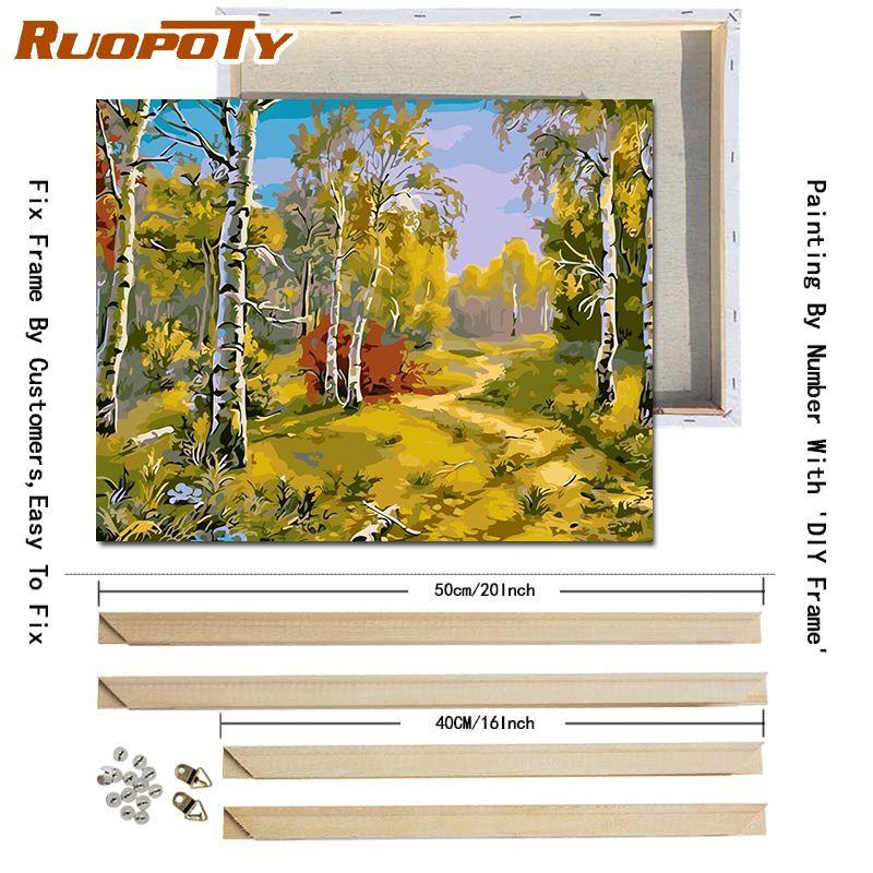 Ruopoty DIY Frame Painting By Numbers Mountain Oil Painting On Canvas Painting For Wall Decor Calligraphy Painting 40x50cm