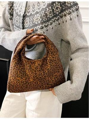 Niche Leopard Print Retro Large Capacity Shoulder Handbag – Versatile Women's Crossbody Bag for Autumn/Winter 2025