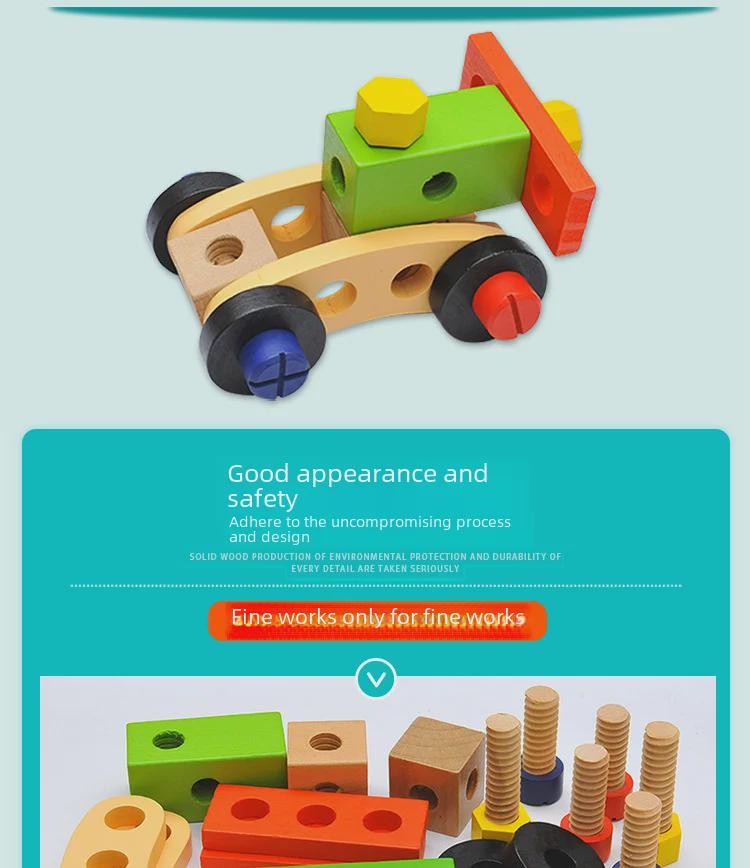 Children's Toolbox: Car Puzzle Set with Screw Nut Disassembly for Construction Play