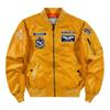 Autumn Men MA-1 Flight Bomber Jacket Badge Embroidery Patches Rib Knit Collar Zip Up Windproof Army Pilot Military Streetwear Casual Outerwear Coat