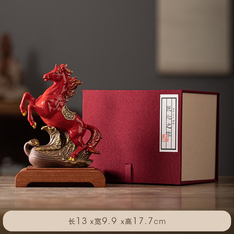 Ceramic Horse Small Ornament for Attracting Wealth, Suitable As a Decorative Ornament for Living Room, Wine Cabinet, Horse Carft