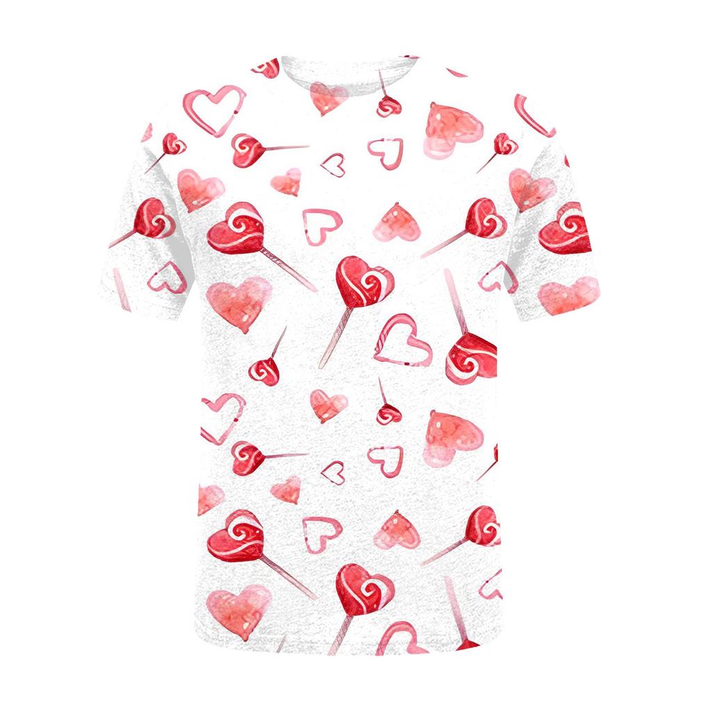 Women's Fashion Casual Comfortable Printed O-Neck Short Sleeve Top Blouse