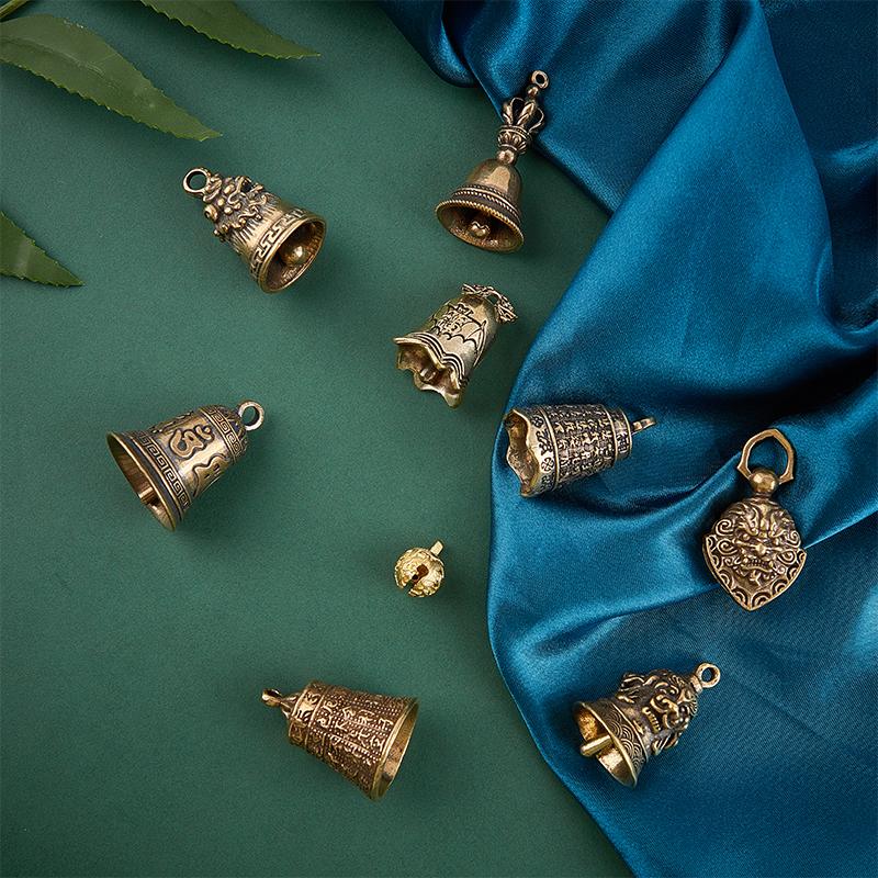 Brass Six-Character Bell, Brass Gourd Pendant, Keychain, Brass Pendant