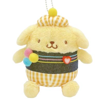 Nakajima Corporation Sanrio Characters Gingham Denim Pompompurin Mascot 210906-25 H14 X W15 X D12cm