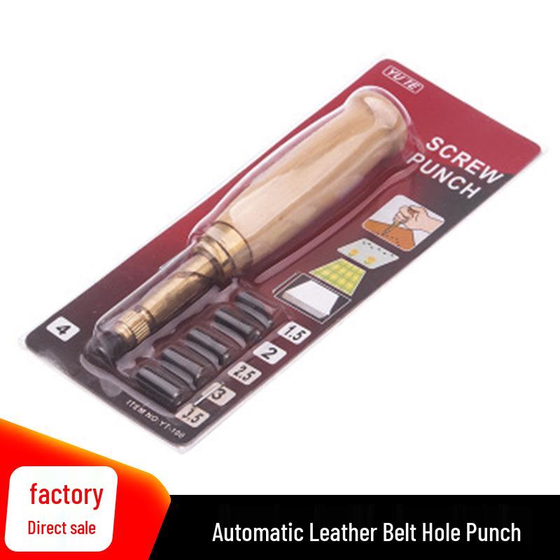6-Piece Silent Rotary Leather Belt Hole Punch Set with Interchangeable Heads
