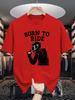 Unisexs Born To Ride Biker Rider Graphic Tee Motorcycle Slogan Print O Neck Short Sleeve Cotton Tops For Motorbike Fan Unisex