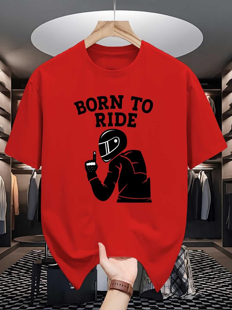 Unisexs Born To Ride Biker Rider Graphic Tee Motorcycle Slogan Print O Neck Short Sleeve Cotton Tops For Motorbike Fan Unisex