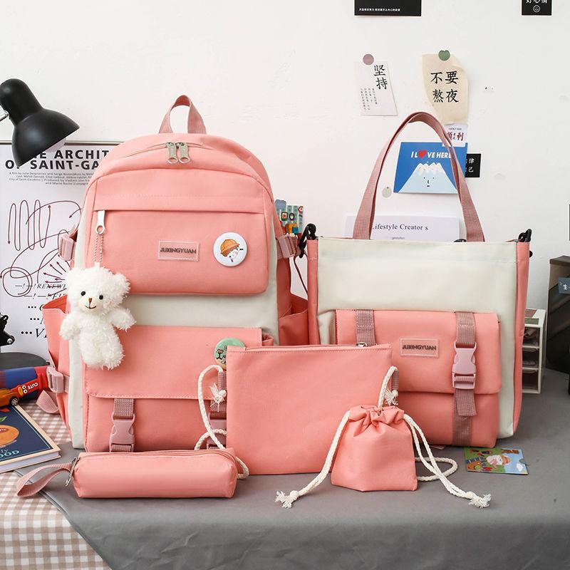 New Set Backpack for Girls Lovely Elementary School Students College Large Capacity Small Fresh Fashionable Backpack