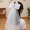 White Veil Hair Clip Bow Bridal Tulle Fashion Girls Head Gauze  Birthday Headdress
