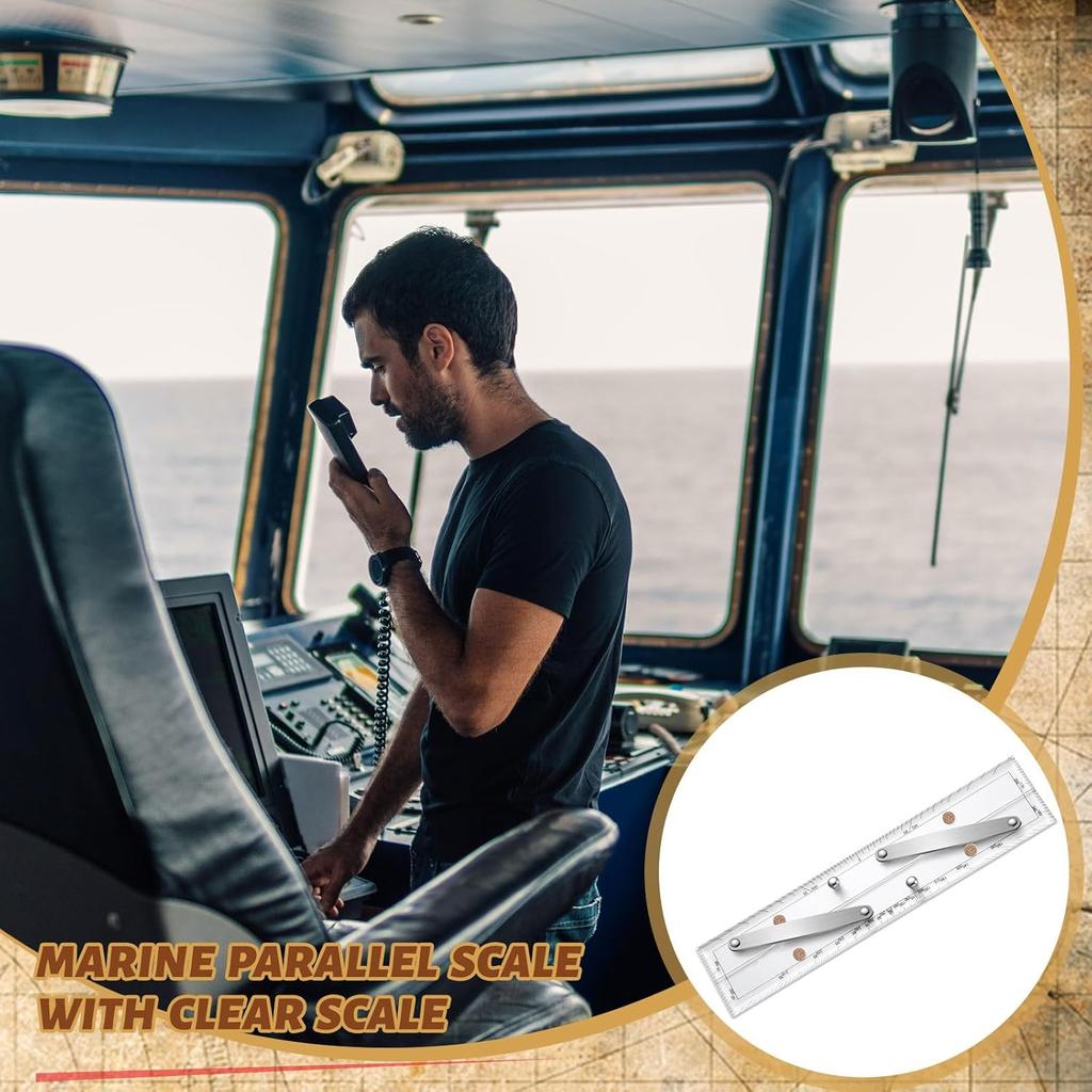 Parallel Ruler Marine Navigation Tool with Clear Scales Parallel Ruler with Brushed Aluminum Arms Nautical Charts Navigation Tools for Boat Ship