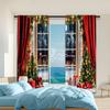 2Pcs Christmas Tree Printed Window Curtains Rod Pocket Design Machine Washable Window Drapes For Living Room And Bedroom Home