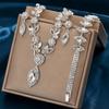 European-American Bridal White Crystal Flower Jewelry Set: Fashionable Wedding Necklace Accessories