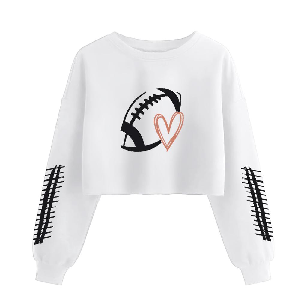 Women's Fashion Retro Printed Navel-Exposed Long Sleeve Pullover Sweatshirt