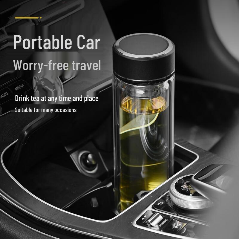 Minimalist 350ml Double-Wall Glass Mug with 304 Stainless Steel Infuser