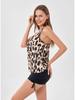 Conservative Print Plus Size Boyleg Tankini, Two-Piece Tummy Control Slimming Swimwear.