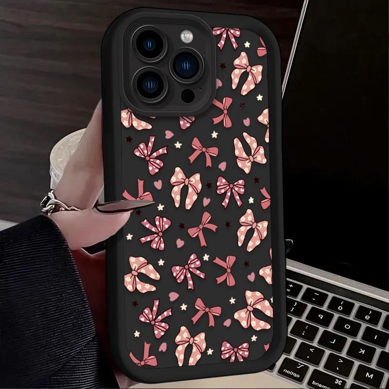 

Cute Pink Bow Soft Phone Case For Samsung Galaxy S26 S23 S24 S25 Ultra S22 S21 S20 Plus FE A15 A16 A35 A54 A55 5G Soft Cover Galaxy A15