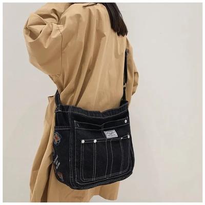 Vintage Denim Handbag Women Retro Grunge Print Punk Casual Crossbody Bags Female Harajuku Messenger Bag Aesthetic
