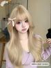 Synthetic Heat-Resistant Long Natural Wave Blonde Wigs with Bangs 24 Inches LongFor Daily Use Natural Realistic False Hairpiece