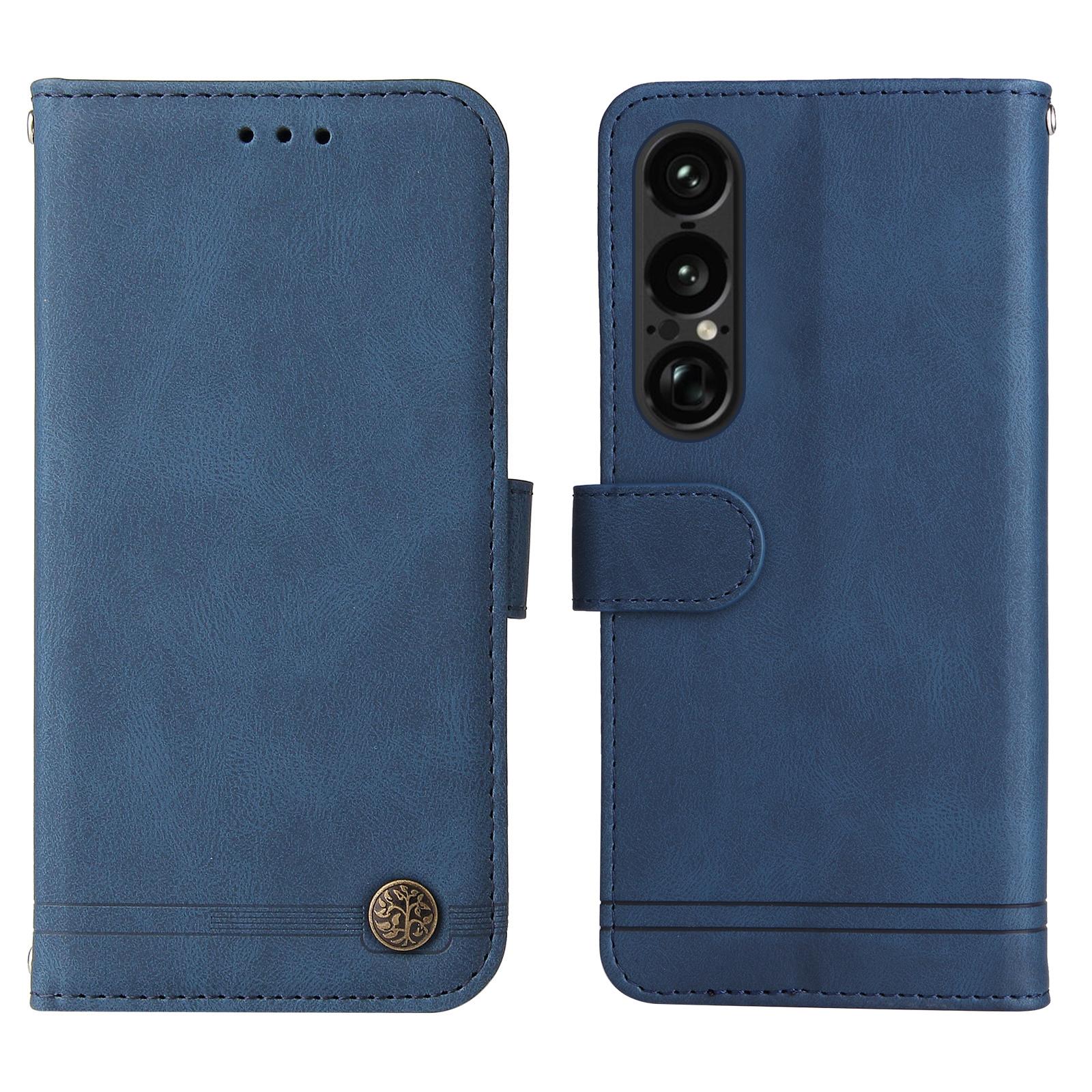 

For Sony Xperia 1 VII Leather Wallet Cases Skin Touch Phone Cover Stand with Strap B