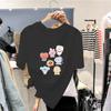 Baumwoll Unisex T-Shirt für Damen Koreanische Mode Locker Teenager Oversize Große Größen Oberteile im Angebot Bedruckt Grafik Om