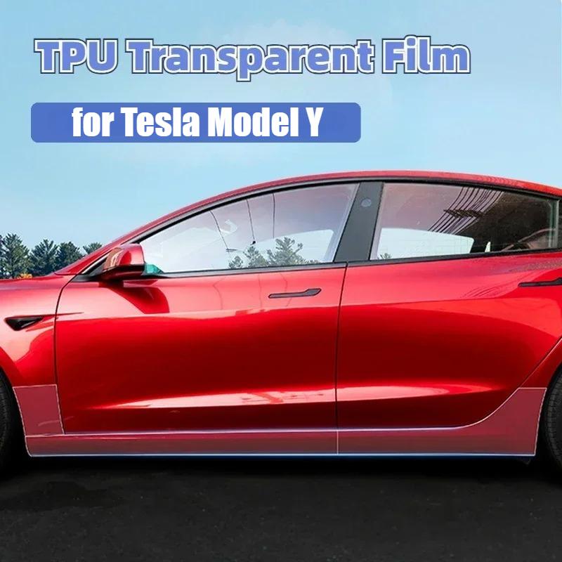TPU Transparent Film for Tesla Model Y Juniper 2025 Front Rear Door Extended Car Body Protective Film Invisible Car Clothing Set