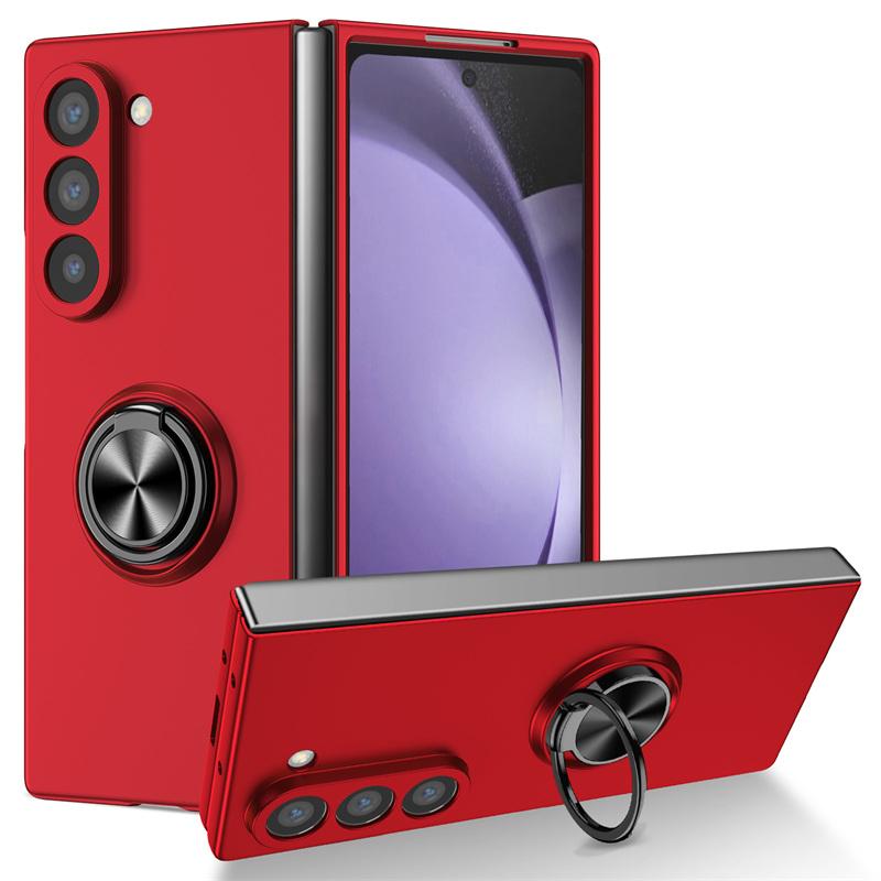 Ultra Thin Matte Hard PC Folding Phone Case for Samsung Galaxy Z Fold 7 6 5 4 3 360 Rotating Ring Holder Cover