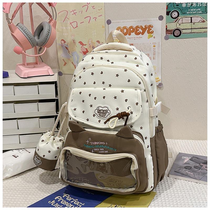 Cute Star Cat Junior High School Student Schoolbag Large Capacity High School Student Backpack Small Fresh Girl Pain Bag Baby Bag
