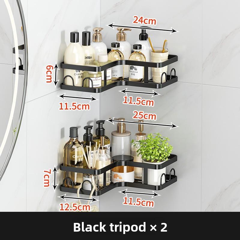 

Треугольная полка для ванной, Туалетные принадлежности для туалета, Угловая полка для хранения, Набор из кованого железа без перфорации. 2PCS
